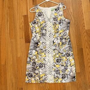 Pappagallo Women’s dress sleeveless 
SZ 8 yellow white black floral print